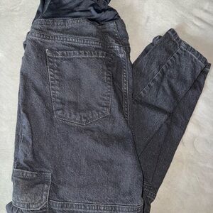 Maternity black cargo straight jeans